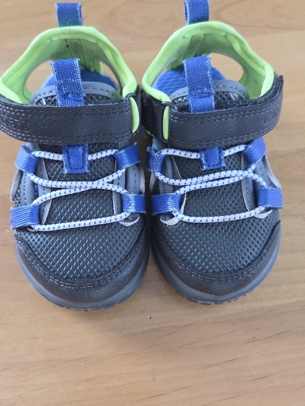Carter's Gray and Blue Sneakers with Lime Trim